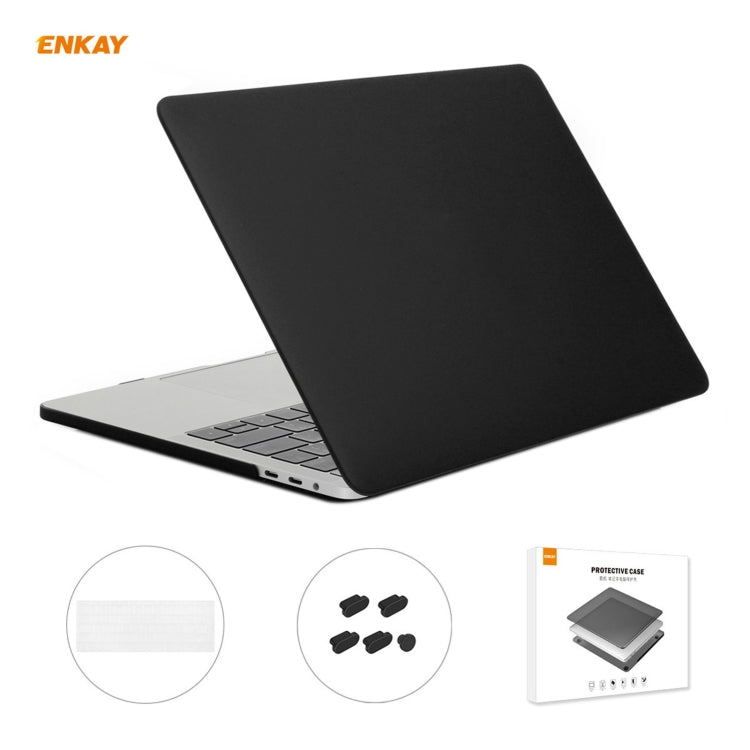 ENKAY 3 in 1 Matte Laptop Protective Case + EU Version TPU Keyboard Film + Anti-dust Plugs Set for MacBook Pro 13.3 inch A1708 (without Touch Bar)(Black) - MacBook Pro Cases by ENKAY | Online Shopping UK | buy2fix