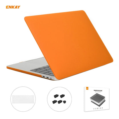 ENKAY 3 in 1 Matte Laptop Protective Case + EU Version TPU Keyboard Film + Anti-dust Plugs Set for MacBook Pro 13.3 inch A1708 (without Touch Bar)(Orange) - MacBook Pro Cases by ENKAY | Online Shopping UK | buy2fix