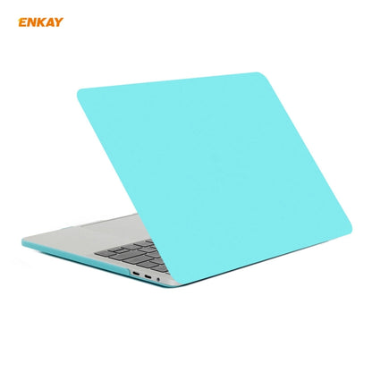 ENKAY 3 in 1 Matte Laptop Protective Case + EU Version TPU Keyboard Film + Anti-dust Plugs Set for MacBook Pro 13.3 inch A1708 (without Touch Bar)(Cyan) - MacBook Pro Cases by ENKAY | Online Shopping UK | buy2fix