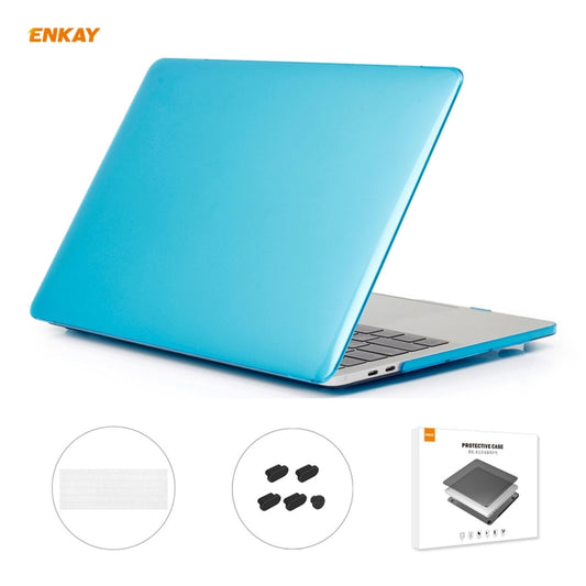 ENKAY 3 in 1  Crystal Laptop Protective Case + EU Version TPU Keyboard Film + Anti-dust Plugs Set for MacBook Pro 15.4 inch A1707 & A1990 (with Touch Bar)(Light Blue) - MacBook Pro Cases by ENKAY | Online Shopping UK | buy2fix