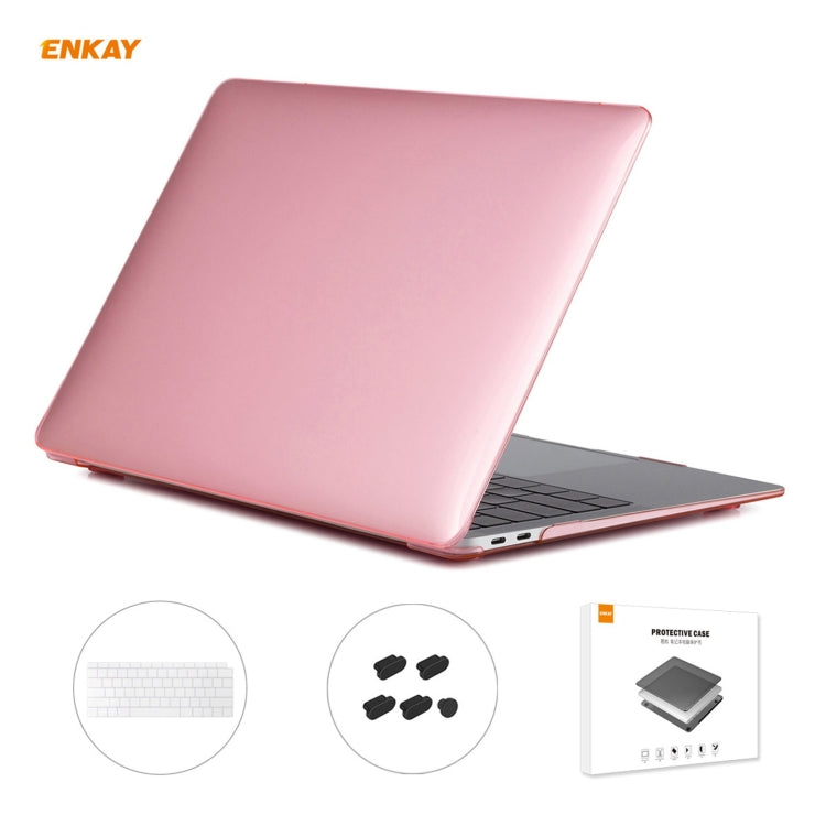 ENKAY 3 in 1 Crystal Laptop Protective Case + US Version TPU Keyboard Film + Anti-dust Plugs Set for MacBook Air 13.3 inch A1932 (2018)(Pink) - MacBook Air Cases by WIWU | Online Shopping UK | buy2fix