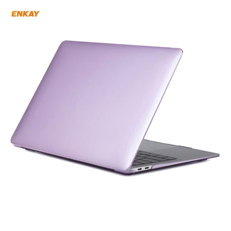 For MacBook Air 13.3 inch A1932 2018 ENKAY 3 in 1 Crystal Laptop Protective Case and EU Version TPU Keyboard Film and Anti-dust Plugs Set(Purple) - MacBook Air Cases by ENKAY | Online Shopping UK | buy2fix