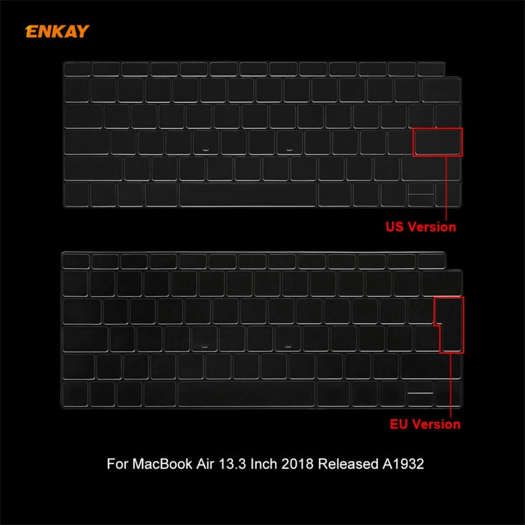 For MacBook Air 13.3 inch A1932 2018 ENKAY 3 in 1 Crystal Laptop Protective Case and EU Version TPU Keyboard Film and Anti-dust Plugs Set(Pink) - MacBook Air Cases by ENKAY | Online Shopping UK | buy2fix