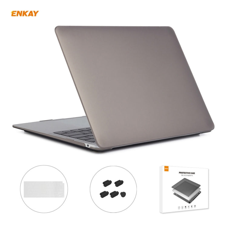 ENKAY 3 in 1 Matte Laptop Protective Case + EU Version TPU Keyboard Film + Anti-dust Plugs Set for MacBook Air 13.3 inch A2179 & A2337 (2020)(Grey) - MacBook Pro Cases by ENKAY | Online Shopping UK | buy2fix