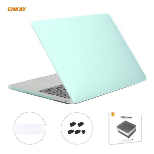 ENKAY 3 in 1 Matte Laptop Protective Case + US Version TPU Keyboard Film + Anti-dust Plugs Set for MacBook Pro 13.3 inch A2251 & A2289 & A2338 (with Touch Bar)(Green) - MacBook Pro Cases by ENKAY | Online Shopping UK | buy2fix