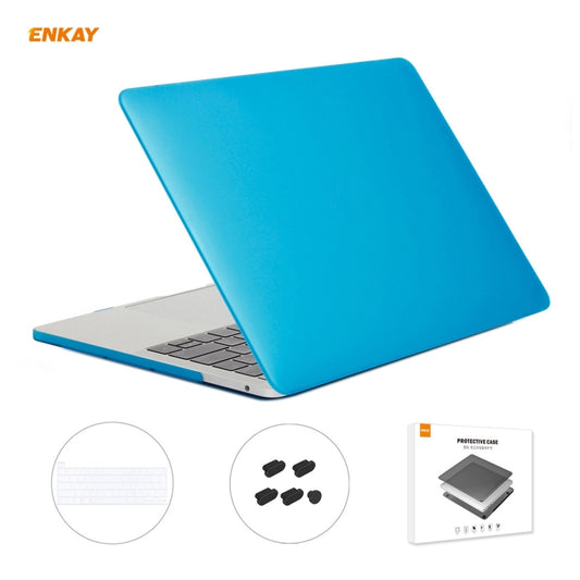 ENKAY 3 in 1 Matte Laptop Protective Case + EU Version TPU Keyboard Film + Anti-dust Plugs Set for MacBook Pro 13.3 inch A2251 & A2289 & A2338 (with Touch Bar)(Light Blue) - MacBook Pro Cases by ENKAY | Online Shopping UK | buy2fix