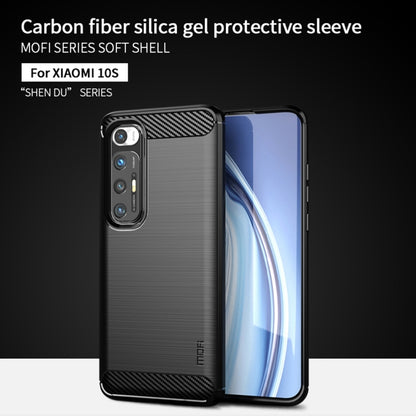 For Xiaomi Mi 10S MOFI Gentleness Series Brushed Texture Carbon Fiber Soft TPU Case(Blue) - Xiaomi Cases by MOFI | Online Shopping UK | buy2fix