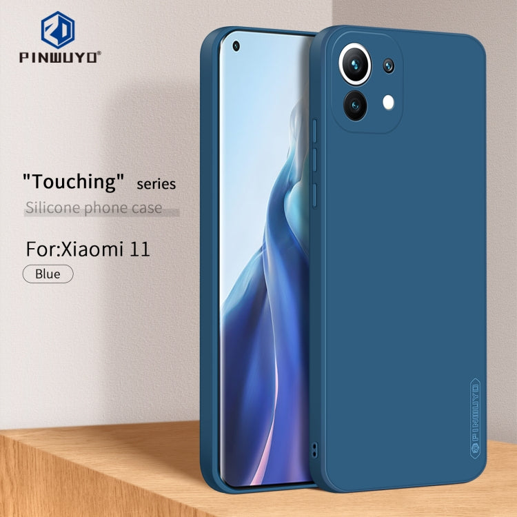 For Xiaomi Mi 11 PINWUYO Touching Series Liquid Silicone TPU Shockproof Case(Blue) - Xiaomi Cases by PINWUYO | Online Shopping UK | buy2fix