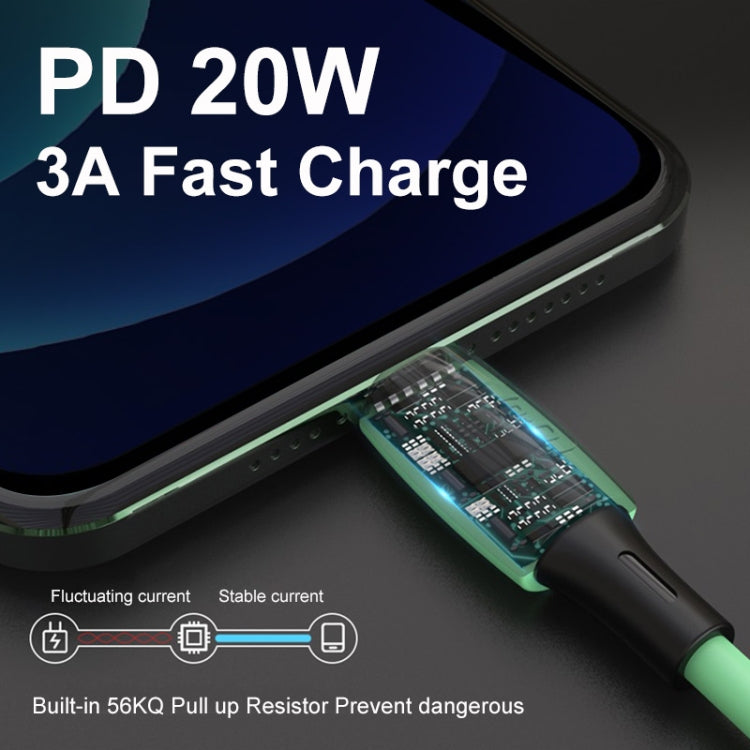 ENKAY Hat-Prince ENK-CB209 PD 20W 3A Type-C to 8 Pin Silicone Data Sync Fast Charging Cable, Cable Length: 1.2m(Green) - Normal Style Cable by ENKAY | Online Shopping UK | buy2fix