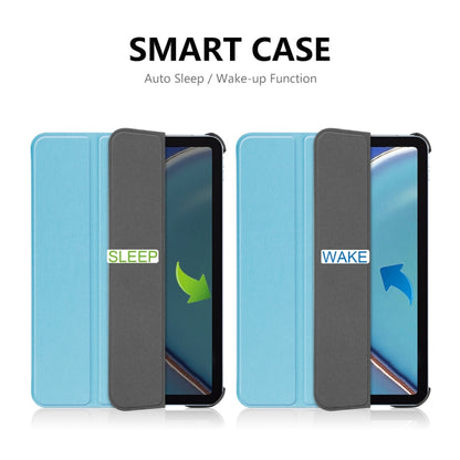 For iPad mini 2024 / mini 6 ENKAY Custer Texture Horizontal Flip PU+PC Leather Tablet Case with Three-folding Holder & Sleep / Wake-up Function(Light Blue) - iPad mini 6 Cases by ENKAY | Online Shopping UK | buy2fix