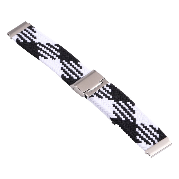 For Samsung Galaxy Watch 4 / Watch 5 20mm Nylon Braided Metal Buckle Watch Band(Z Black White) - Watch Bands by buy2fix | Online Shopping UK | buy2fix