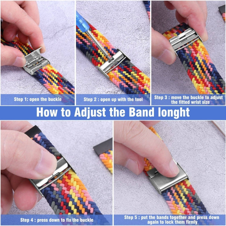 For Samsung Galaxy Watch 4 / Watch 5 20mm Nylon Braided Metal Buckle Watch Band(W Blue White) - Watch Bands by buy2fix | Online Shopping UK | buy2fix