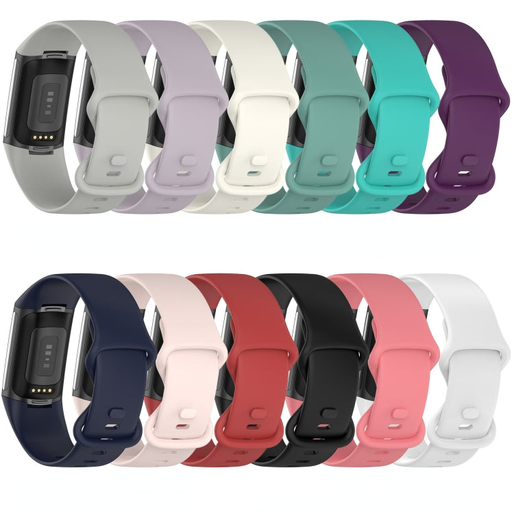 For Fitbit Charge 5 Monochromatic Silicone Watch Band, Size: Small Size(Dark blue) - Watch Bands by buy2fix | Online Shopping UK | buy2fix