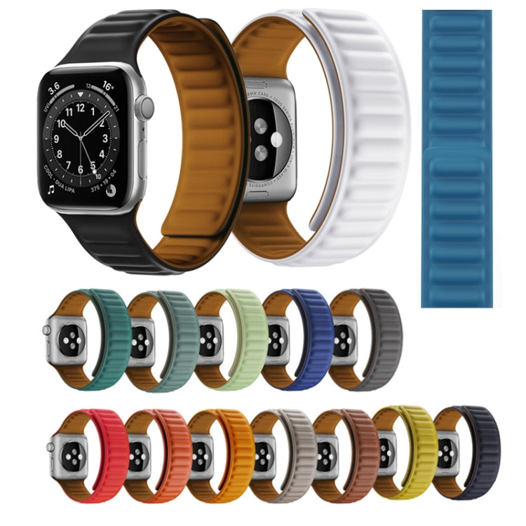 Silicone Magnetic Strap Watch Band For Apple Watch Series 9&8&7 41mm / SE 3&SE 2&6&SE&5&4 40mm / 3&2&1 38mm(Brown) - Watch Bands by buy2fix | Online Shopping UK | buy2fix