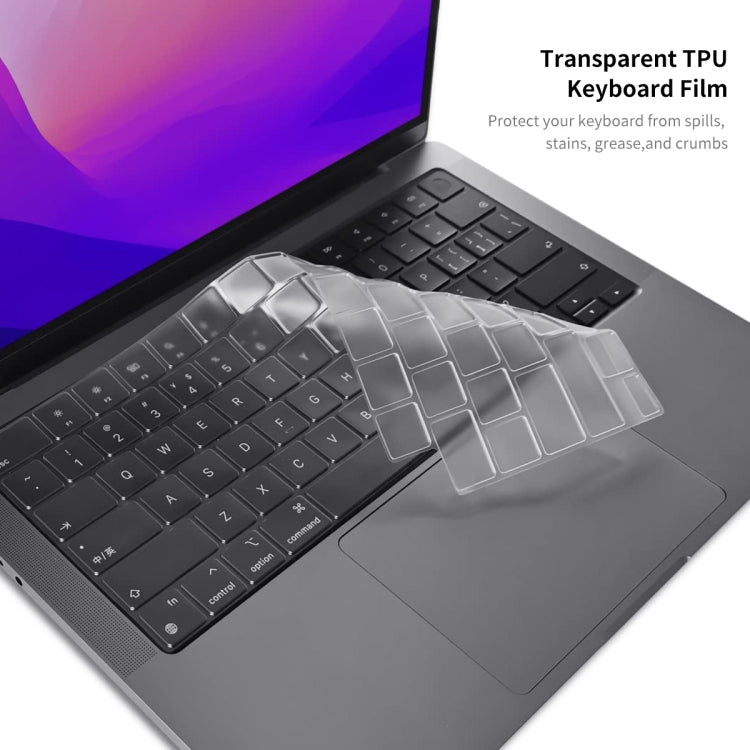 ENKAY Hat-Prince 3 in 1 Crystal Laptop Protective Case + TPU Keyboard Film + Anti-dust Plugs Set for MacBook Pro 16.2 inch A2485 2021/A2880 2023, Version:US Version(Transparent) - MacBook Pro Cases by ENKAY | Online Shopping UK | buy2fix