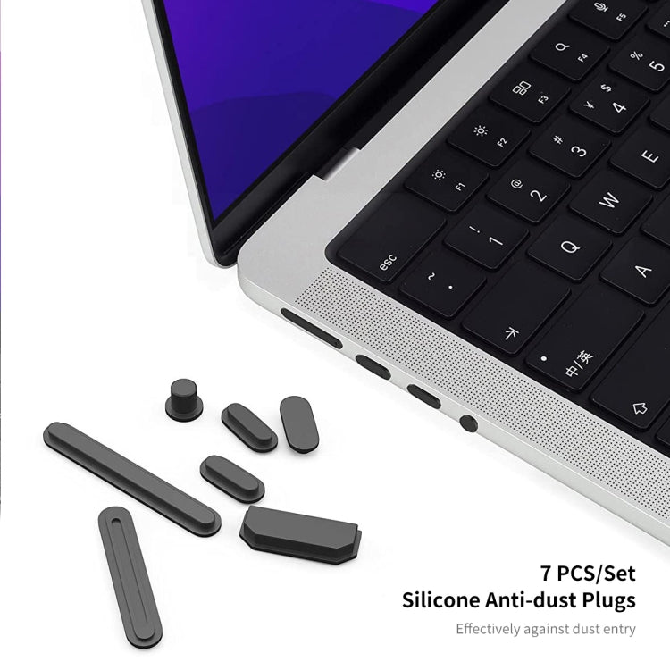 ENKAY Hat-Prince 3 in 1 Crystal Laptop Protective Case + TPU Keyboard Film + Anti-dust Plugs Set for MacBook Pro 14.2 inch A2442 2021, Version:US Version(Black) - MacBook Pro Cases by ENKAY | Online Shopping UK | buy2fix