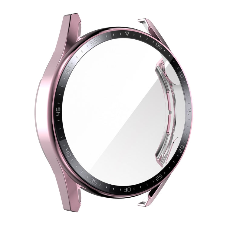 For Huawei Watch GT 3 46mm ENKAY PC Frame + Tempered Glass Protector Case With Scale(Pink) - Watch Cases by ENKAY | Online Shopping UK | buy2fix