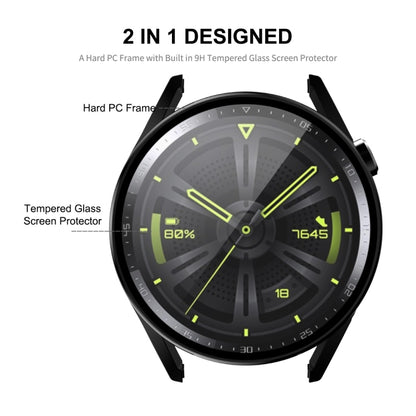 For Huawei Watch GT 3 42mm ENKAY Matte PC Frame + Tempered Glass Protector Case(Black) - Watch Cases by ENKAY | Online Shopping UK | buy2fix