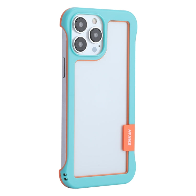 For iPhone 13 Pro ENKAY Frameless Hollow PC Case + Glass Film (Blue) - iPhone 13 Pro Cases by ENKAY | Online Shopping UK | buy2fix