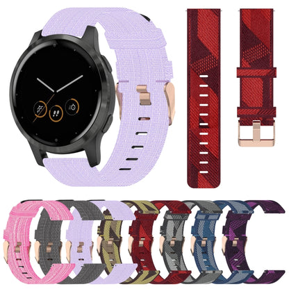 For Garmin Vivoactive 4S 18mm Nylon Woven Watch Band(Purple) - Watch Bands by buy2fix | Online Shopping UK | buy2fix