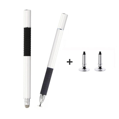 AT-31 Conductive Cloth Head + Precision Sucker Capacitive Pen Head 2-in-1 Handwriting Stylus with 2 Pen Head(Silvery White) - Stylus Pen by buy2fix | Online Shopping UK | buy2fix