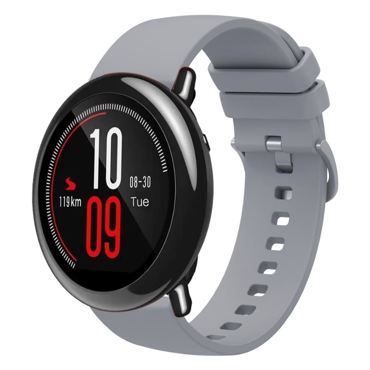 For Amazfit Pace 22mm Solid Color Soft Silicone Watch Band(Grey) - Watch Bands by buy2fix | Online Shopping UK | buy2fix