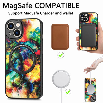 For iPhone 14 Plus Colored Drawing Leather Back Cover Magsafe Phone Case(Emerald) - iPhone 14 Plus Cases by buy2fix | Online Shopping UK | buy2fix