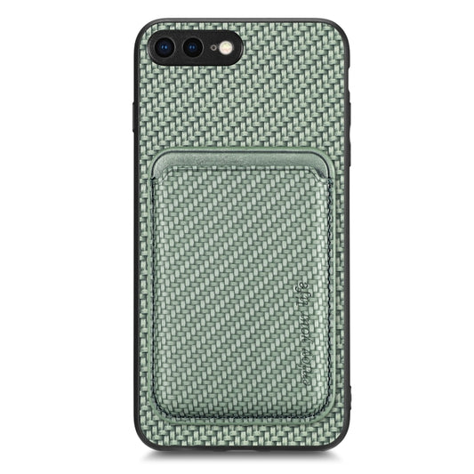 For iPhone SE 2022 / 2020 /  7 / 8 Carbon Fiber Leather Card Magsafe Magnetic Phone Case(Green) - More iPhone Cases by buy2fix | Online Shopping UK | buy2fix