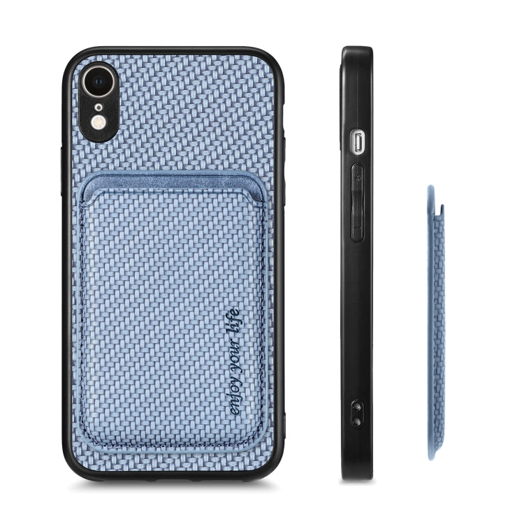 For iPhone  XR Carbon Fiber Leather Card Magsafe Magnetic Phone Case(Blue) - More iPhone Cases by buy2fix | Online Shopping UK | buy2fix