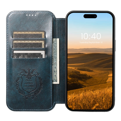 For iPhone 12 / 12 Pro Suteni J05 Leather Magnetic Magsafe Phone Case(Blue) - iPhone 12 / 12 Pro Cases by Suteni | Online Shopping UK | buy2fix