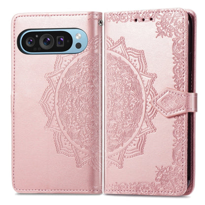 For Google Pixel 9 Mandala Flower Embossed Leather Phone Case(Rose Gold) - Google Cases by buy2fix | Online Shopping UK | buy2fix