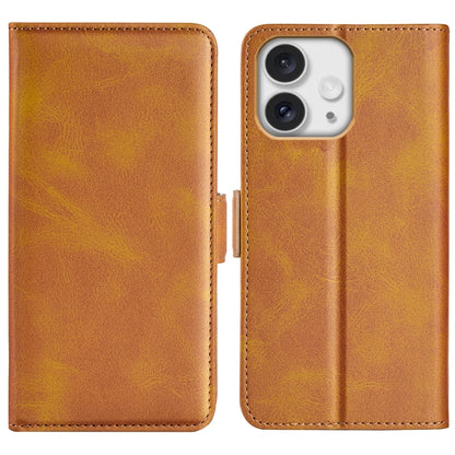 For iPhone 16 Pro Dual-side Magnetic Buckle Horizontal Flip Leather Phone Case(Yellow) - iPhone 16 Pro Cases by buy2fix | Online Shopping UK | buy2fix