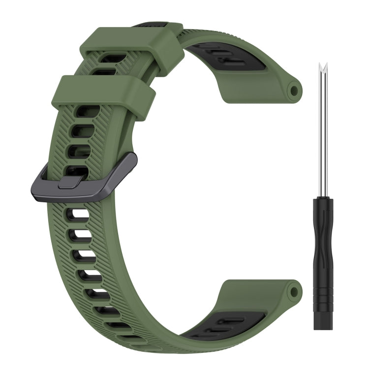 For Garmin Descent G1 Sports Two-Color Silicone Watch Band(Army Green+Black) - Watch Bands by buy2fix | Online Shopping UK | buy2fix