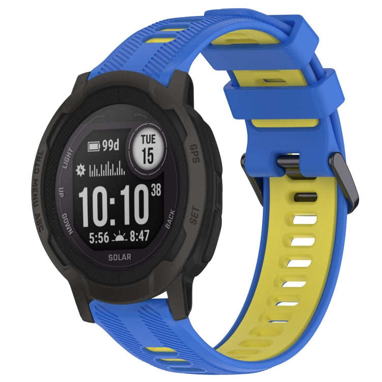 For Garmin Instinct 2 Sports Two-Color Silicone Watch Band(Blue+Yellow) - Watch Bands by buy2fix | Online Shopping UK | buy2fix