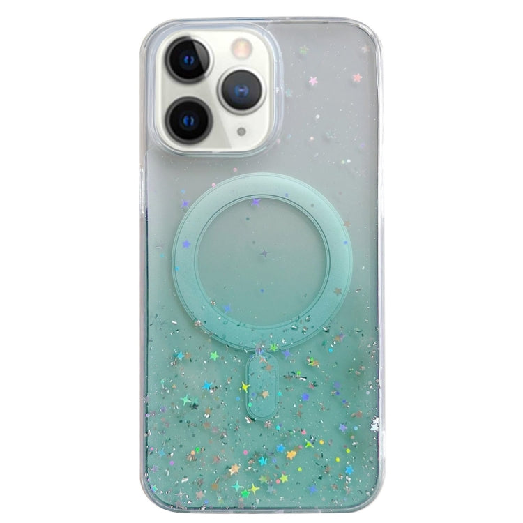 For iPhone 11 Pro Max MagSafe Glitter Hybrid Clear TPU Phone Case(Green) - iPhone 11 Cases by buy2fix | Online Shopping UK | buy2fix