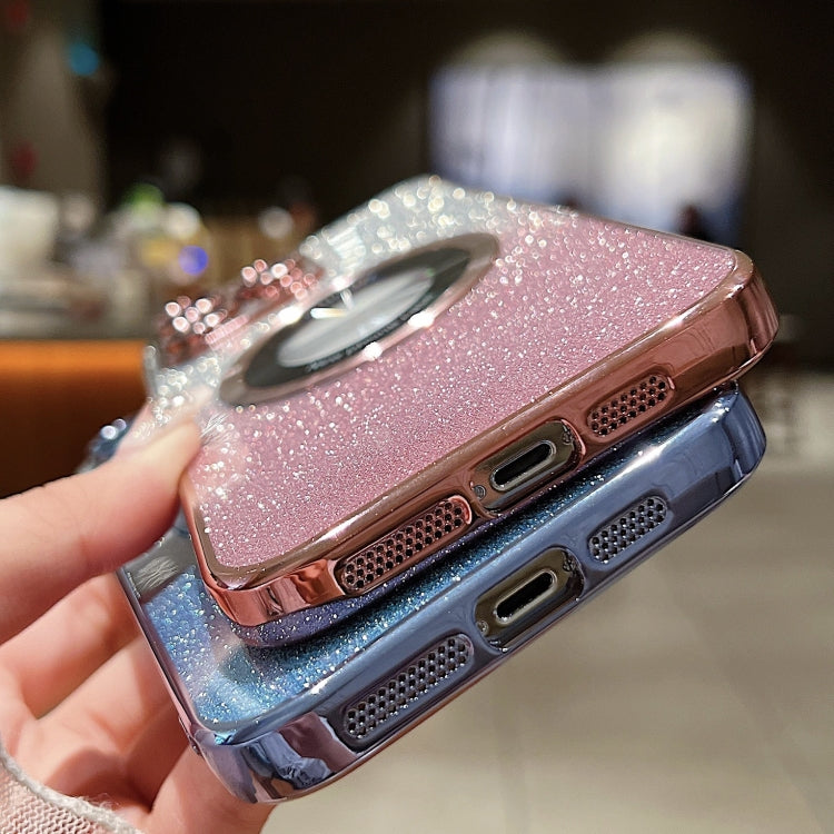 For iPhone 14 Plus MagSafe Gradient Glitter Electroplating TPU Phone Case(Golden) - iPhone 14 Plus Cases by buy2fix | Online Shopping UK | buy2fix