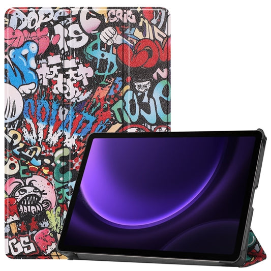 For Samsung Galaxy Tab S9 FE 10.9 JUNSUNMAY Custer Painted 3-Fold Stand Leather Smart Tablet Case(Graffiti) - Galaxy Tab S9 FE by JUNSUNMAY | Online Shopping UK | buy2fix