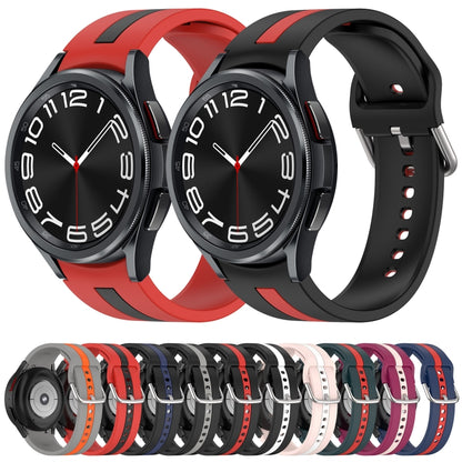 For Samsung  Galaxy Watch 4 Classic 46mm Two-Color Silicone Watch Band(Midnight Blue+Red) - Watch Bands by buy2fix | Online Shopping UK | buy2fix