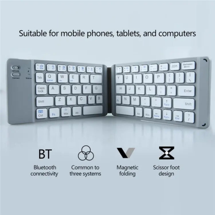 BT18 Bluetooth Keyboard Magnetic Folding Wireless Keyboard For Cell Phones Tablets Computers(Black) - Wireless Keyboard by buy2fix | Online Shopping UK | buy2fix