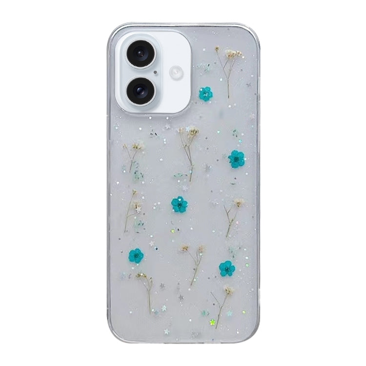 For iPhone 16 Gypsophila Flowers Pattern TPU Protective Phone Case(Green) - iPhone 16 Cases by buy2fix | Online Shopping UK | buy2fix