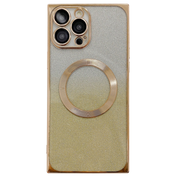 For iPhone 12 Pro Square Gradient Magsafe Electroplating TPU Phone Case(Gold) - iPhone 12 / 12 Pro Cases by buy2fix | Online Shopping UK | buy2fix