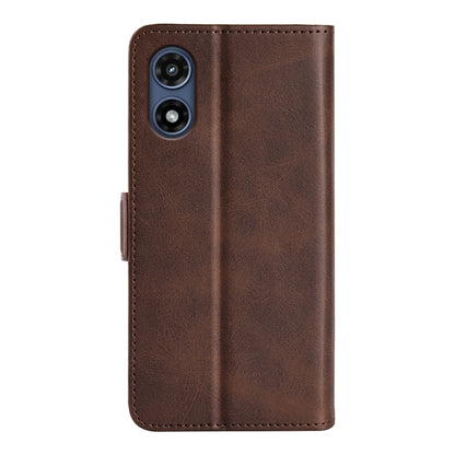 For Motorola Moto G Play 2024 Dual-side Magnetic Buckle Horizontal Flip Leather Phone Case(Brown) - Motorola Cases by buy2fix | Online Shopping UK | buy2fix