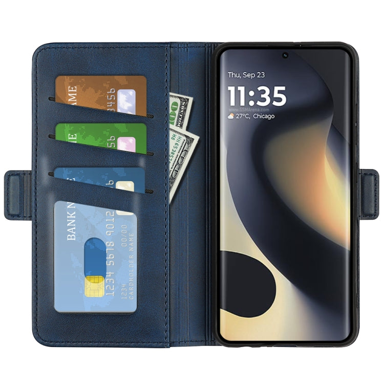 For Motorola Edge 5G 2024 Dual-side Magnetic Buckle Horizontal Flip Leather Phone Case(Dark Blue) - Motorola Cases by buy2fix | Online Shopping UK | buy2fix