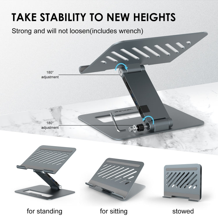 Wavlink UMD07 Adjustable Aluminum Ergonomic Portable Laptop Stand Type-C Docking Station - Laptop Stand by WAVLINK | Online Shopping UK | buy2fix