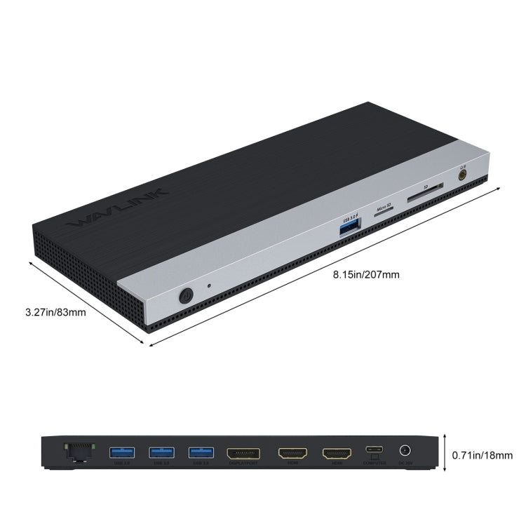 Wavlink UMD05 Display Port HDMI Port RJ45 Ethernet Triple Display MST Laptop Docking Station, Plug:UK Plug -  by WAVLINK | Online Shopping UK | buy2fix