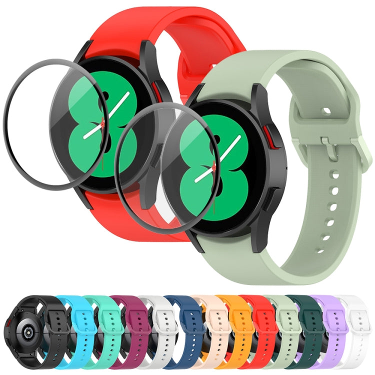 For Samsung Galaxy Watch6 40mm JUNSUNMAY Silicone Adjustable Strap + Full Coverage PMMA Screen Protector Kit(Light Green) - Watch Bands by JUNSUNMAY | Online Shopping UK | buy2fix