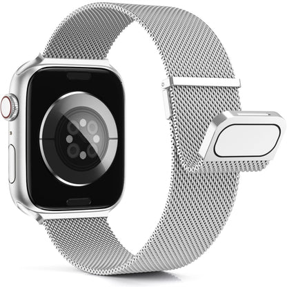 For Apple Watch 6 44mm Milan Double Magnetic Steel Mesh Watch Band(Silver) - Watch Bands by buy2fix | Online Shopping UK | buy2fix