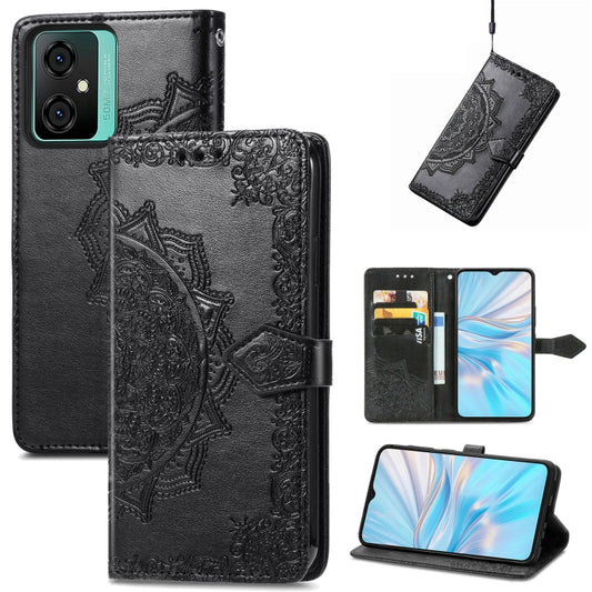 For Blackview C70 Mandala Flower Embossed Leather Phone Case(Black) - More Brand by buy2fix | Online Shopping UK | buy2fix