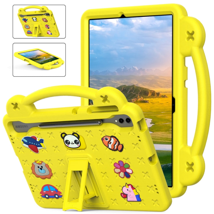 For Samsung Galaxy Tab S9 FE+ 12.4 X610N Handle Kickstand Children EVA Shockproof Tablet Case(Yellow) - Galaxy Tab S9 FE+ by buy2fix | Online Shopping UK | buy2fix