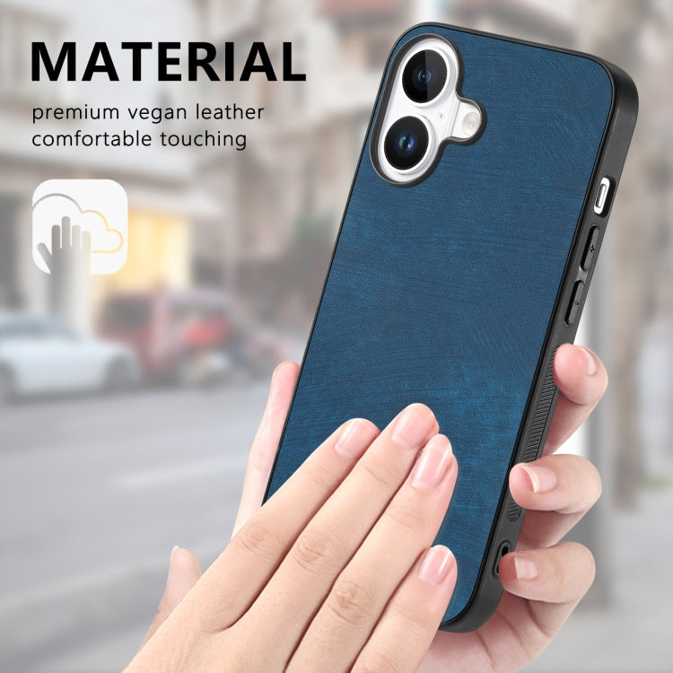 For iPhone 16 Vintage Leather PC Back Cover Phone Case(Blue) - iPhone 16 Cases by buy2fix | Online Shopping UK | buy2fix